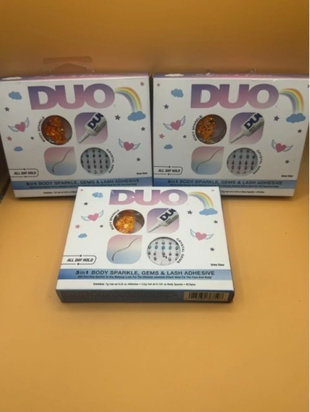 3PK Duo 3 In 1 Body Sparkle Gems & Lash Adhesive SET New